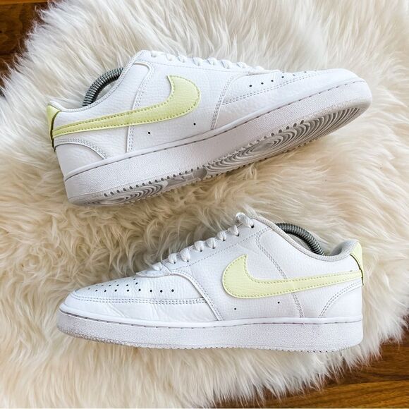 🍋 Nike • Women's Court Vision Low Sneaker White/Lt Zitron-bright Mango Size 8.5 - Picture 5 of 11